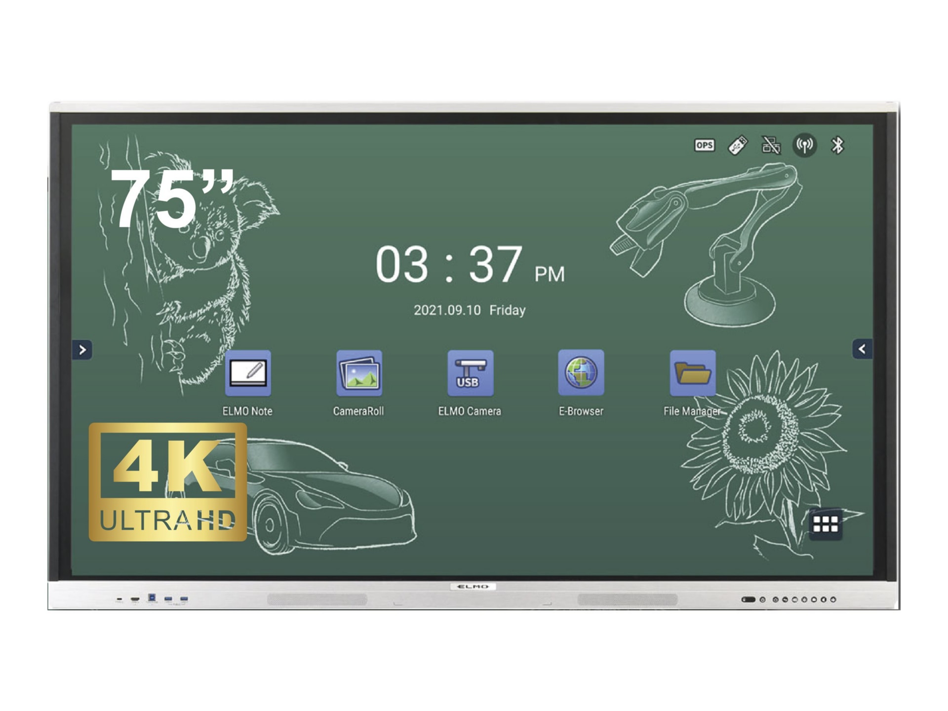 ELMO Board EL75R2 75" LED-backlit LCD display - 4K - for interactive communication