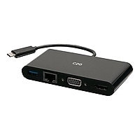 C2G USB C to HDMI, VGA, USB A, Ethernet Adapter - 4K 30Hz - Black - docking