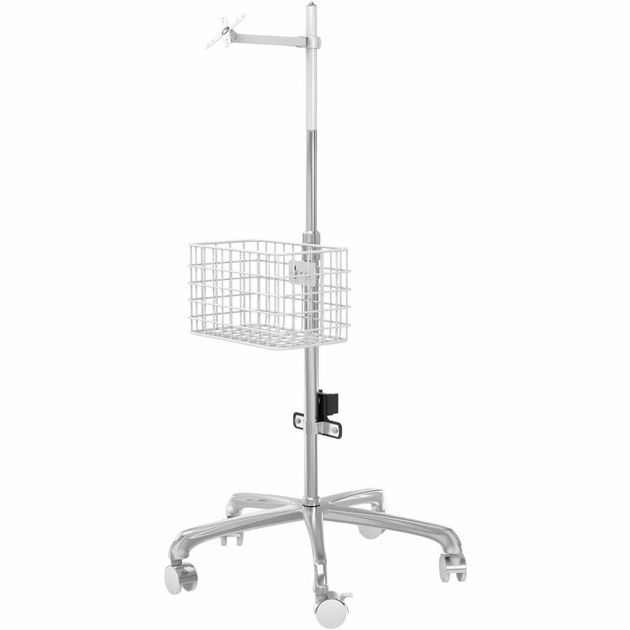 CTA Digital Medical Rolling Cart with VESA Articulating Arm, Basket, and Po