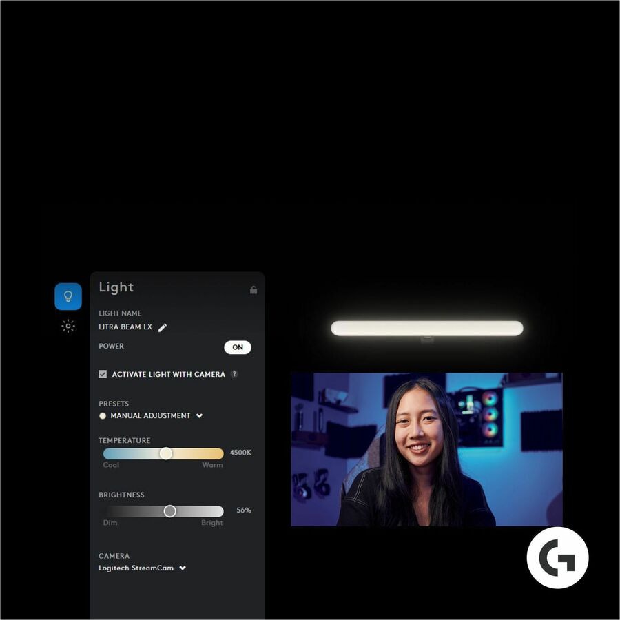 Thumbnail 3 of 7 for Logitech G Litra Beam LX Dual-Sided RGB Streaming Key light