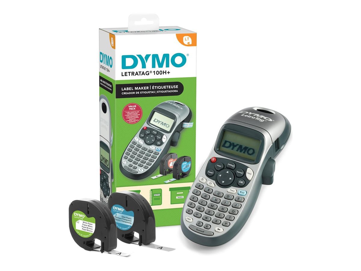 Dymo LetraTag 100H Handheld Label Maker Bundles 2 Cassettes - Silver