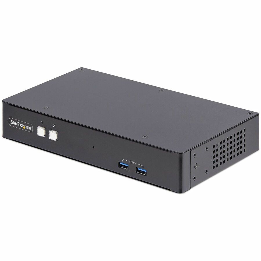 StarTech.com 2-Port Dual-Monitor DisplayPort KVM Switch, RS232 Serial Control, 4K 60Hz, USB 5Gbps Ports, TAA Compliant