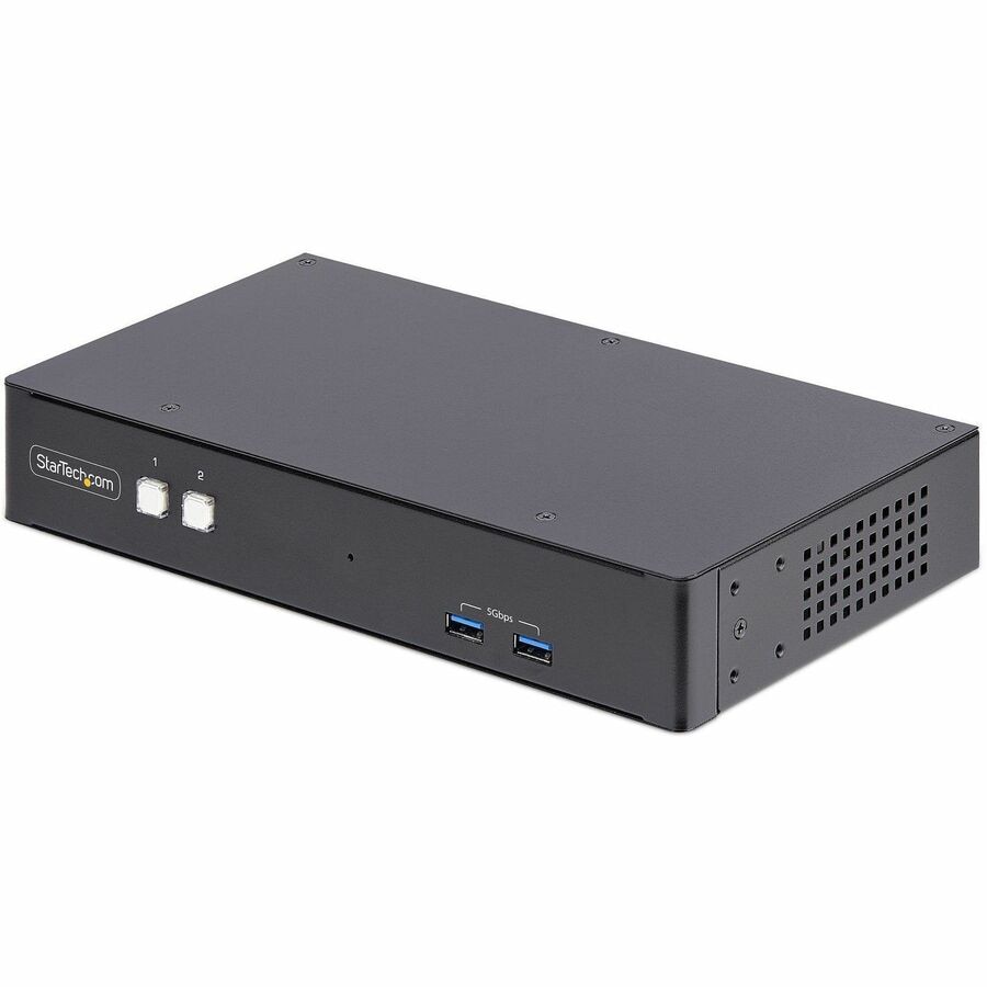 StarTech.com 2-Port Dual-Monitor DisplayPort KVM Switch, RS232 Serial Control, 4K 60Hz, USB 5Gbps Ports, TAA Compliant