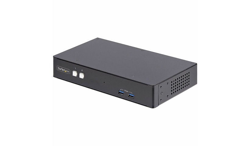 StarTech.com 2-Port Dual-Monitor DisplayPort KVM Switch, RS232 Serial Control, 4K 60Hz, USB 5Gbps Ports, TAA Compliant
