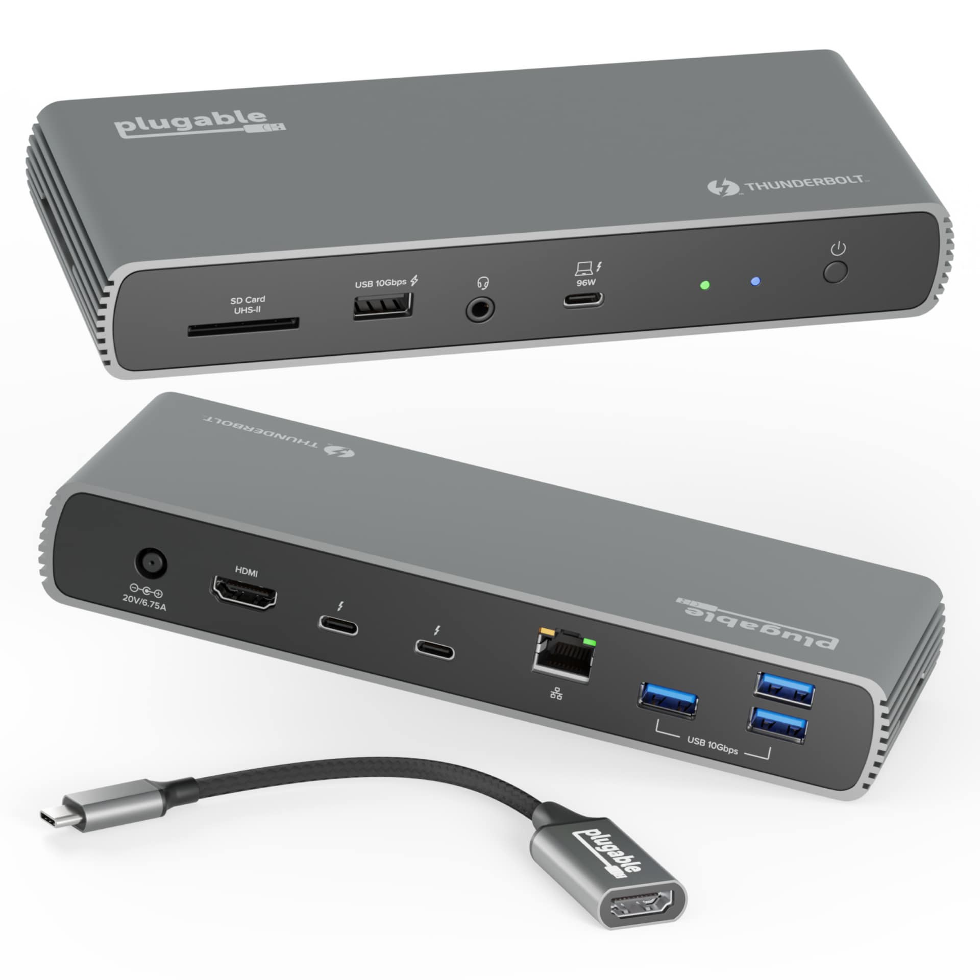Plugable Thunderbolt 4 Dock with 100W Charging, Dual Monitor Single 8K or Dual 4K Monitor, 2.5G Ethernet, 1x SD, 4x USB