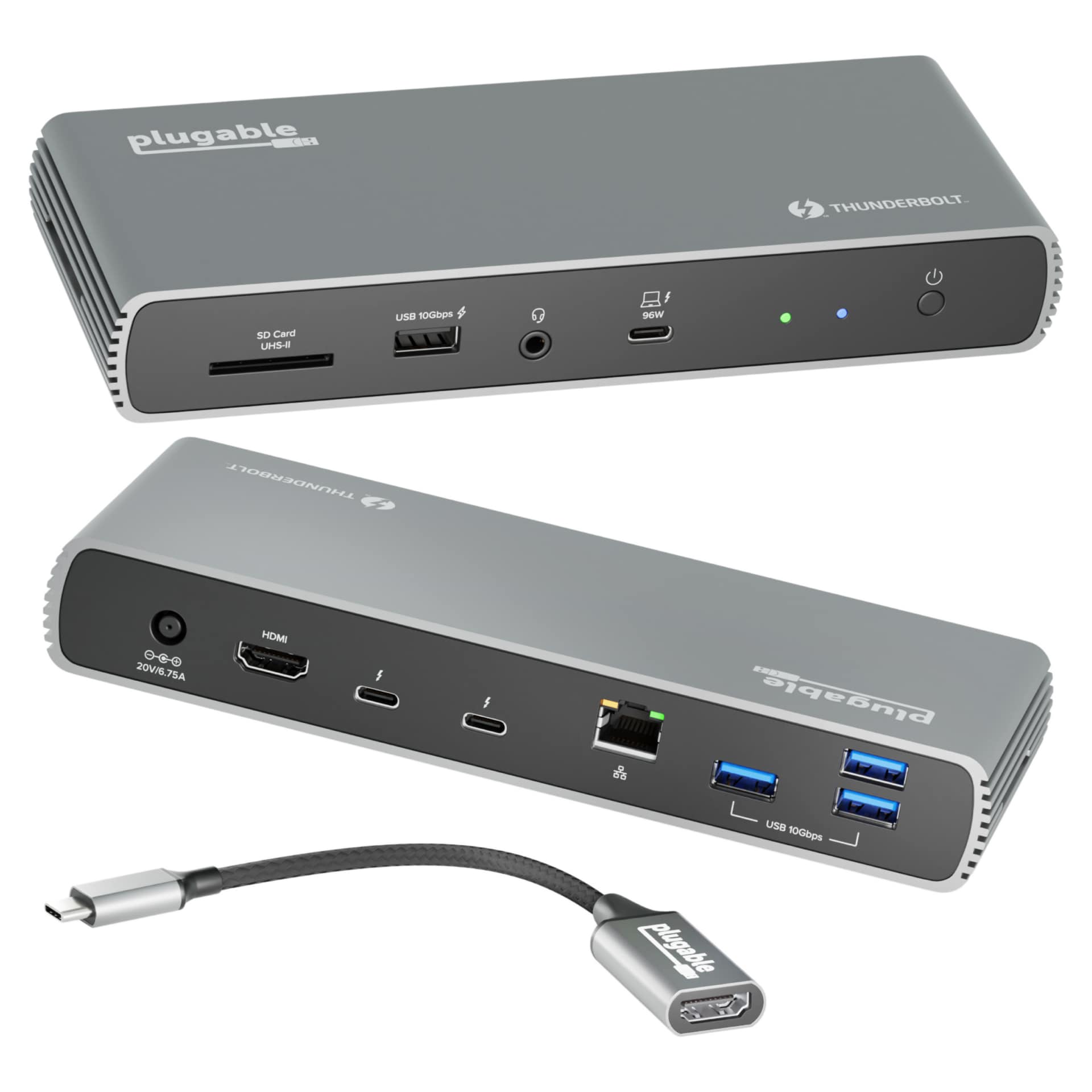 Plugable Thunderbolt 4 Dock with 100W Charging, Dual Monitor Single 8K or Dual 4K Monitor, 2.5G Ethernet, 1x SD, 4x USB