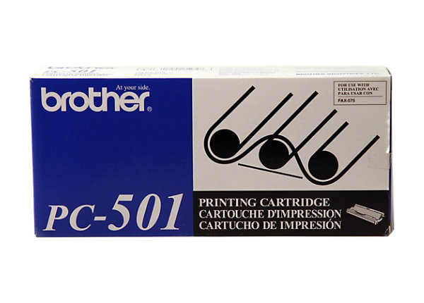 COMPATIBLE Advantage Black Thermal Transfer Ribbon for the Brother Fax 575, 100% Guaranteed Quality Fits printer models: FAX 575 150 page yield Brother Compatible PC501 Compatible Brother PC501 Thermal Fax Ribbon by Advantage PC-501 Ribbon
