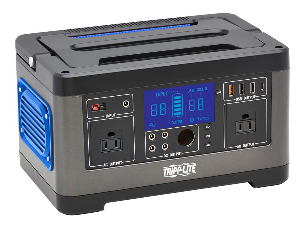 Tripp Lite Portable Power Station - 500W, Lithium-Ion (NMC), AC, DC, USB-A, USB-C, QC 3,0 - portable power station - 500
