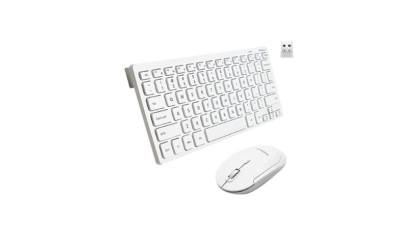 Macally Compact Wireless Keyboard and Mouse Combo for Mac and PC - White