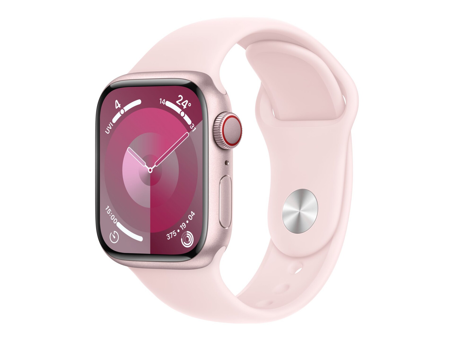 Apple Watch Series 9 (GPS + Cellular) - aluminium rose - montre intelligente avec bande sport - rose pâle - 64 Go