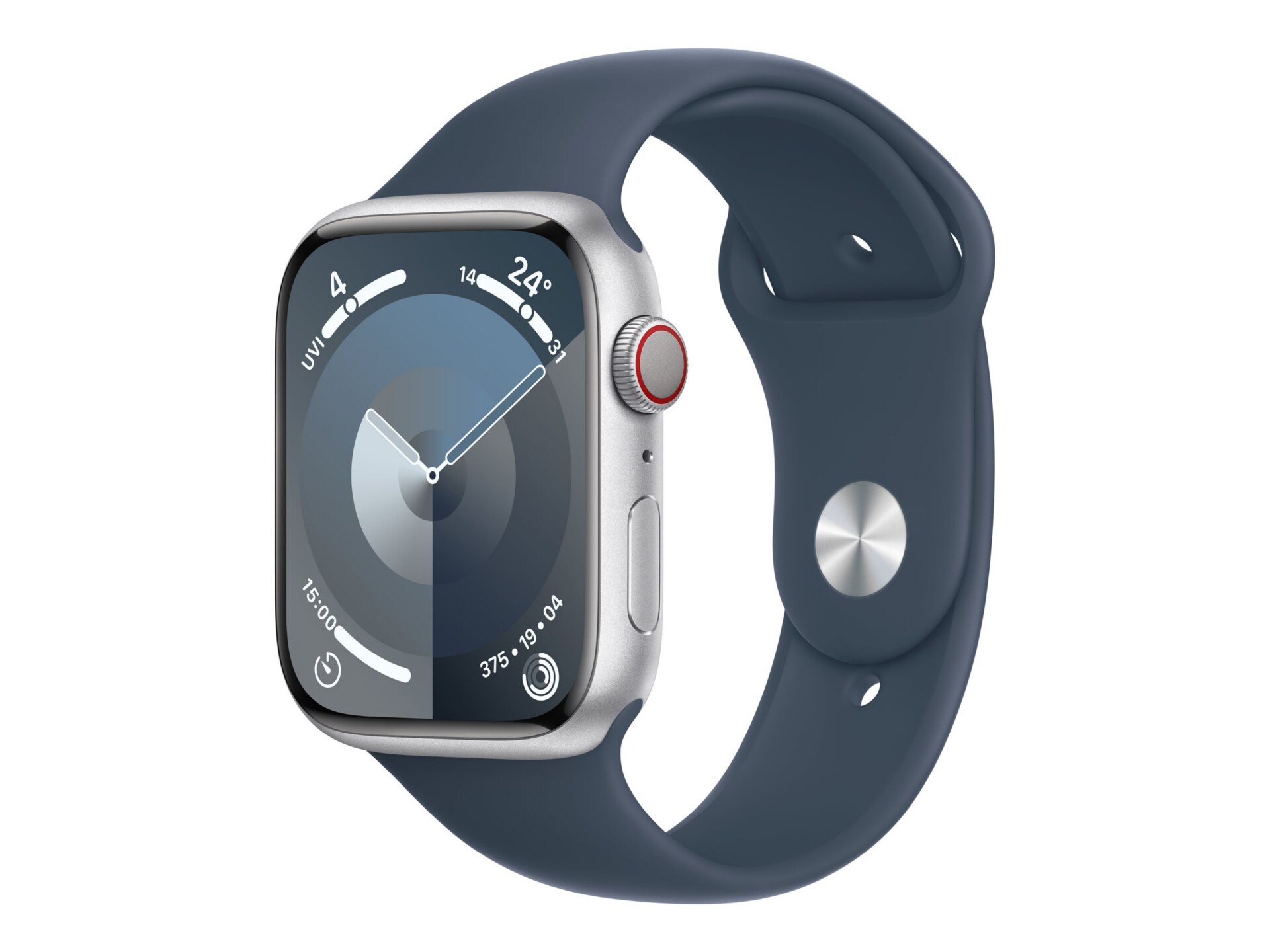 Apple Watch Series 9 (GPS + Cellular) - aluminium argenté - montre intelligente avec bande sport - bleu orage - 64 Go