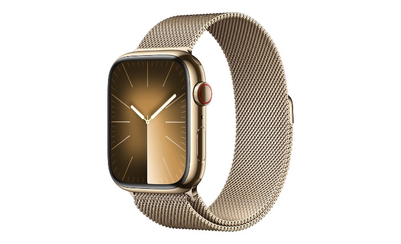 Apple Watch Series 9 GPS Cellular gold stainless steel smart watch with milanese loop gold 64 GB