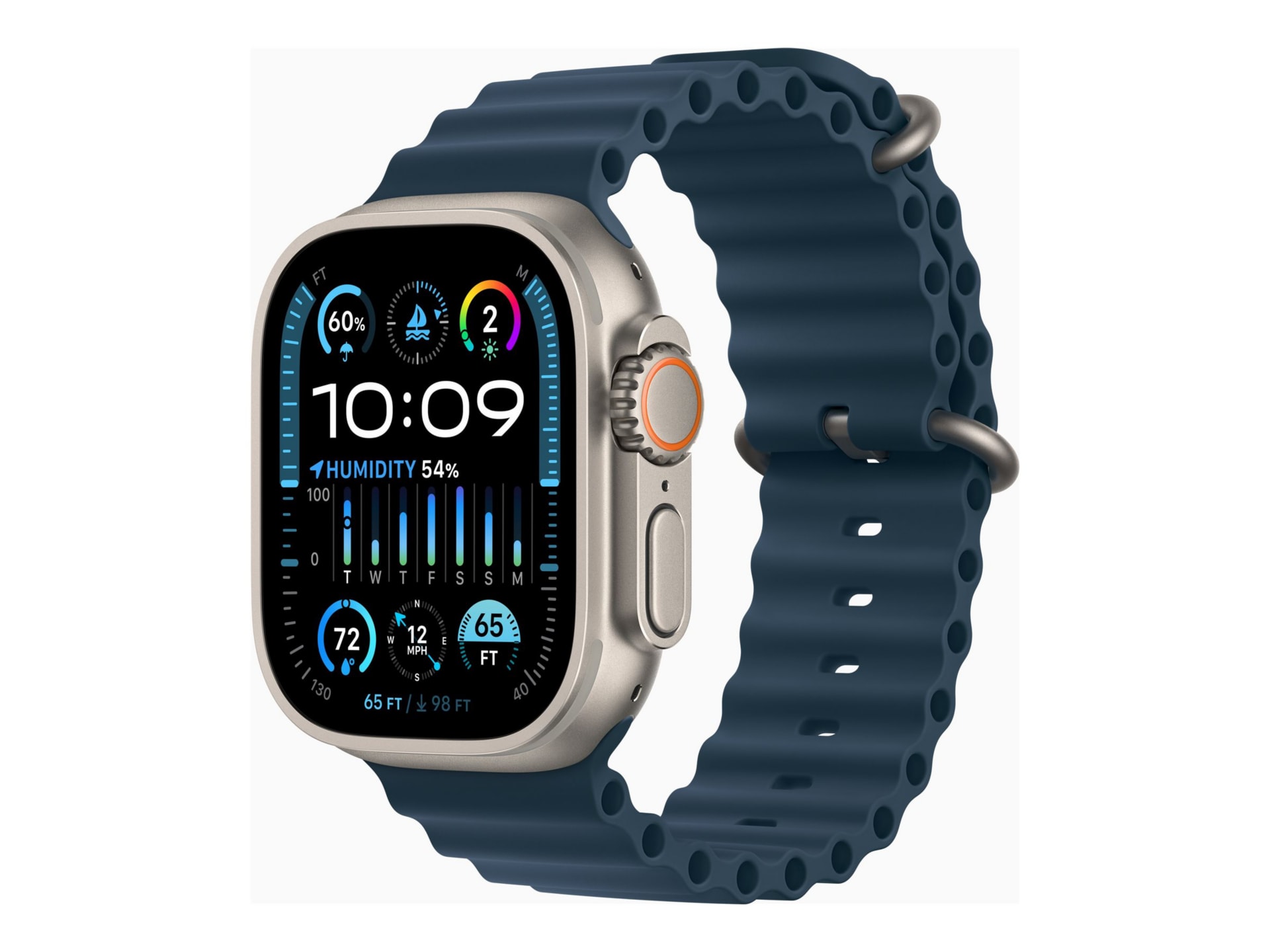 Apple Watch Ultra 2 - titanium - smart watch with Ocean band - blue - 64 GB