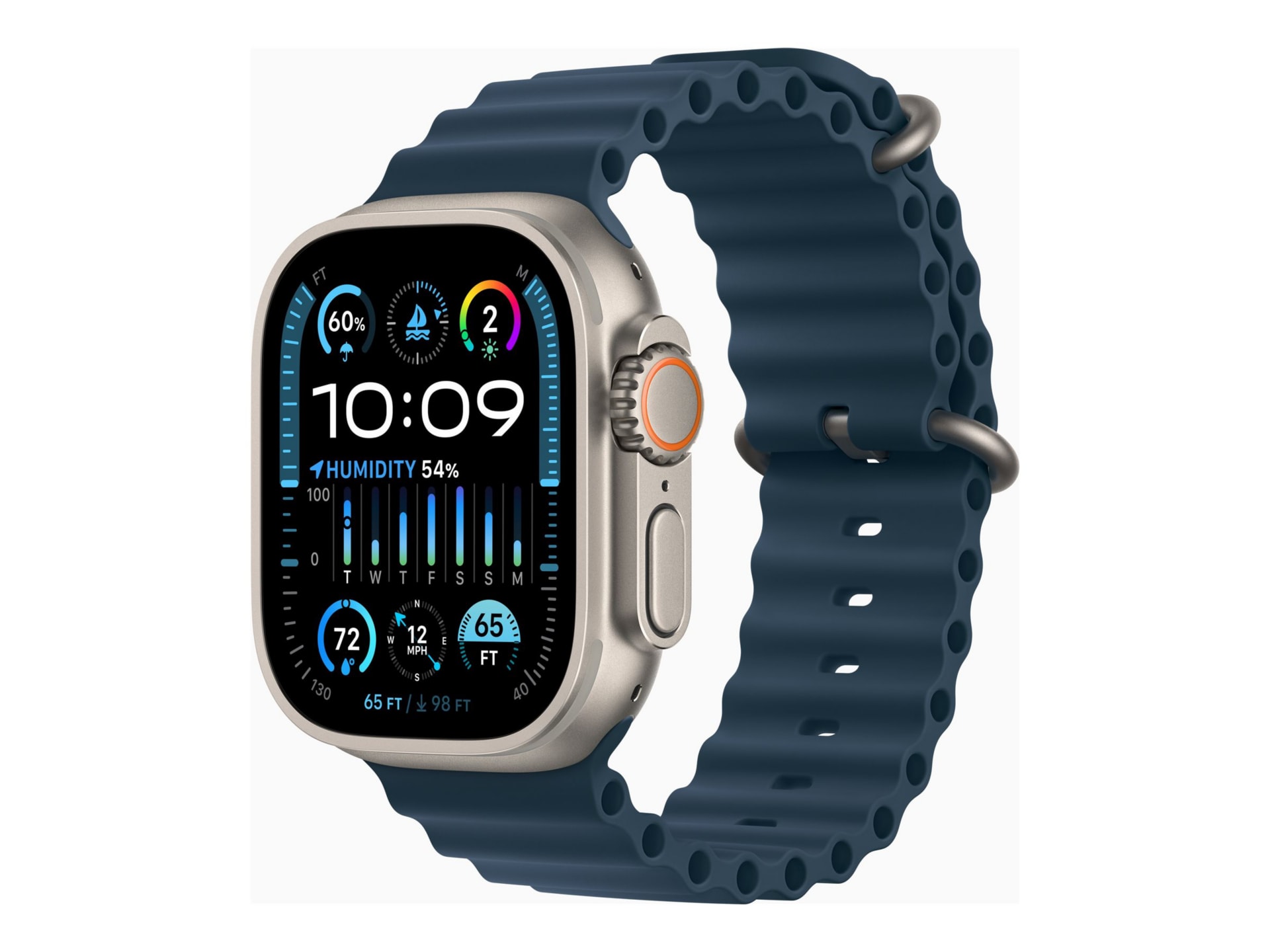 Blue apple watch with white band hot sale