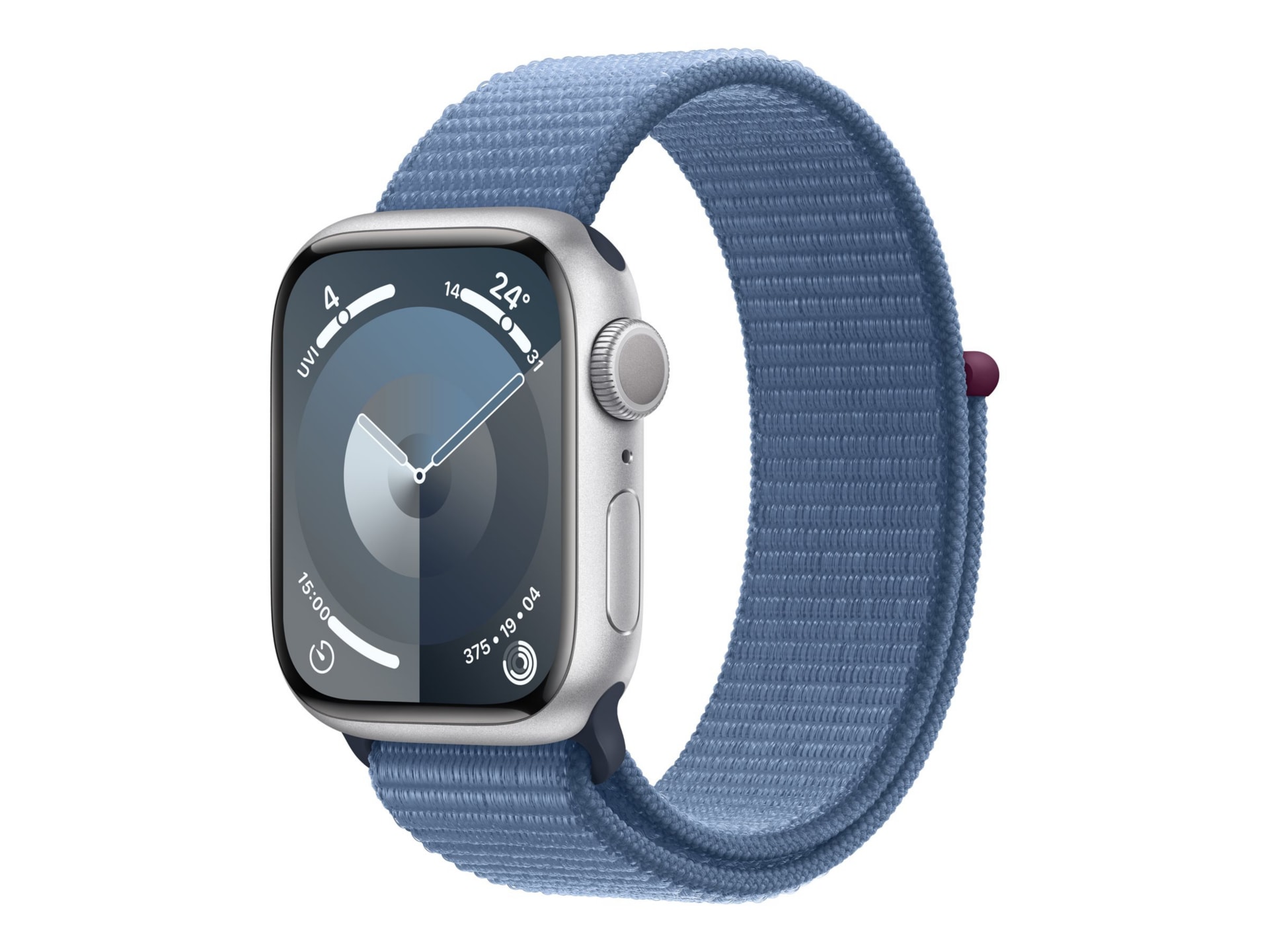 Apple Watch Series 9 (GPS) - silver aluminum - smart watch with sport loop - winter blue - 64 GB