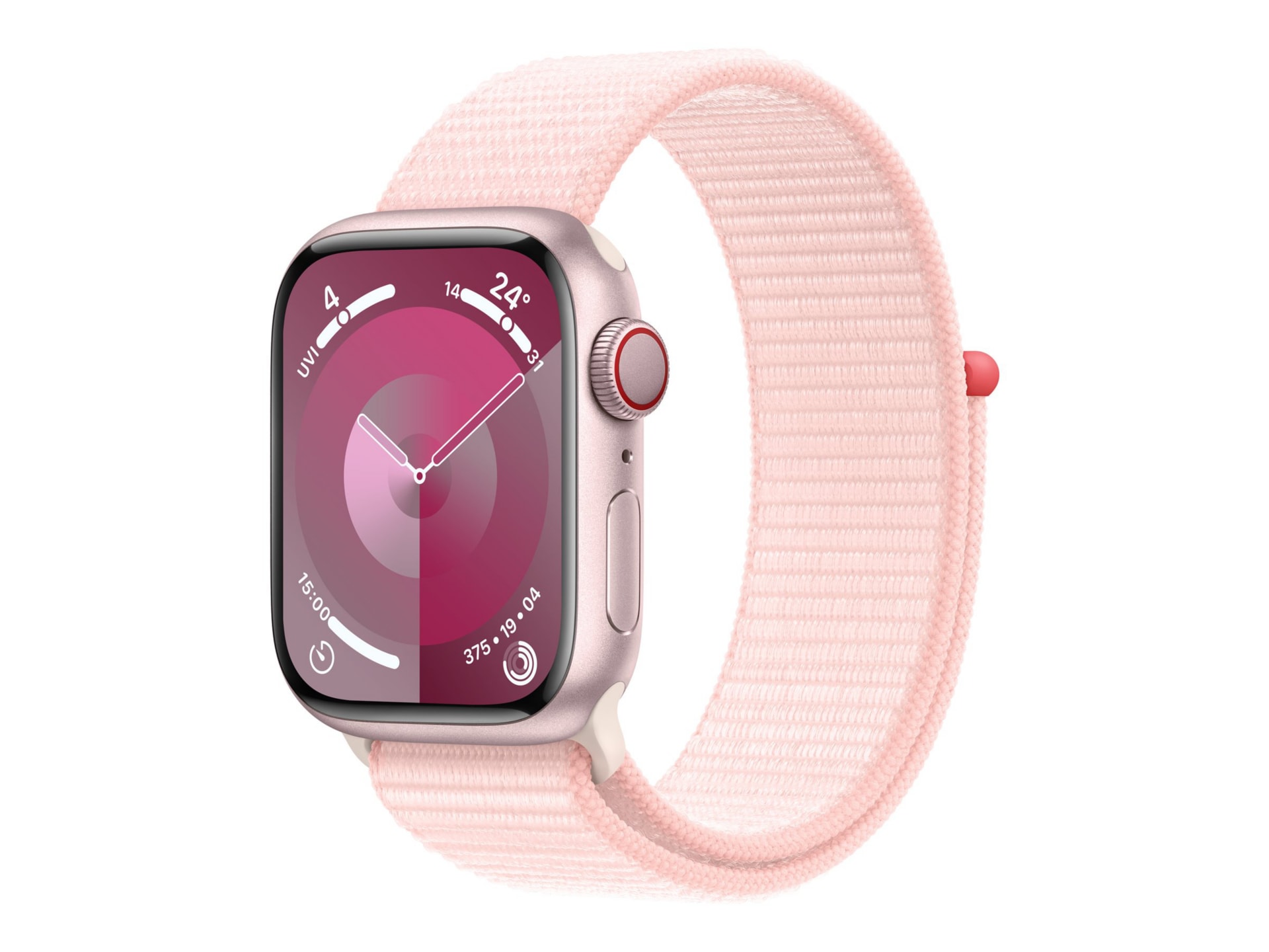 Apple Watch Series 9 (GPS + Cellular) - aluminium rose - montre intelligente avec boucle sport - rose pâle - 64 Go