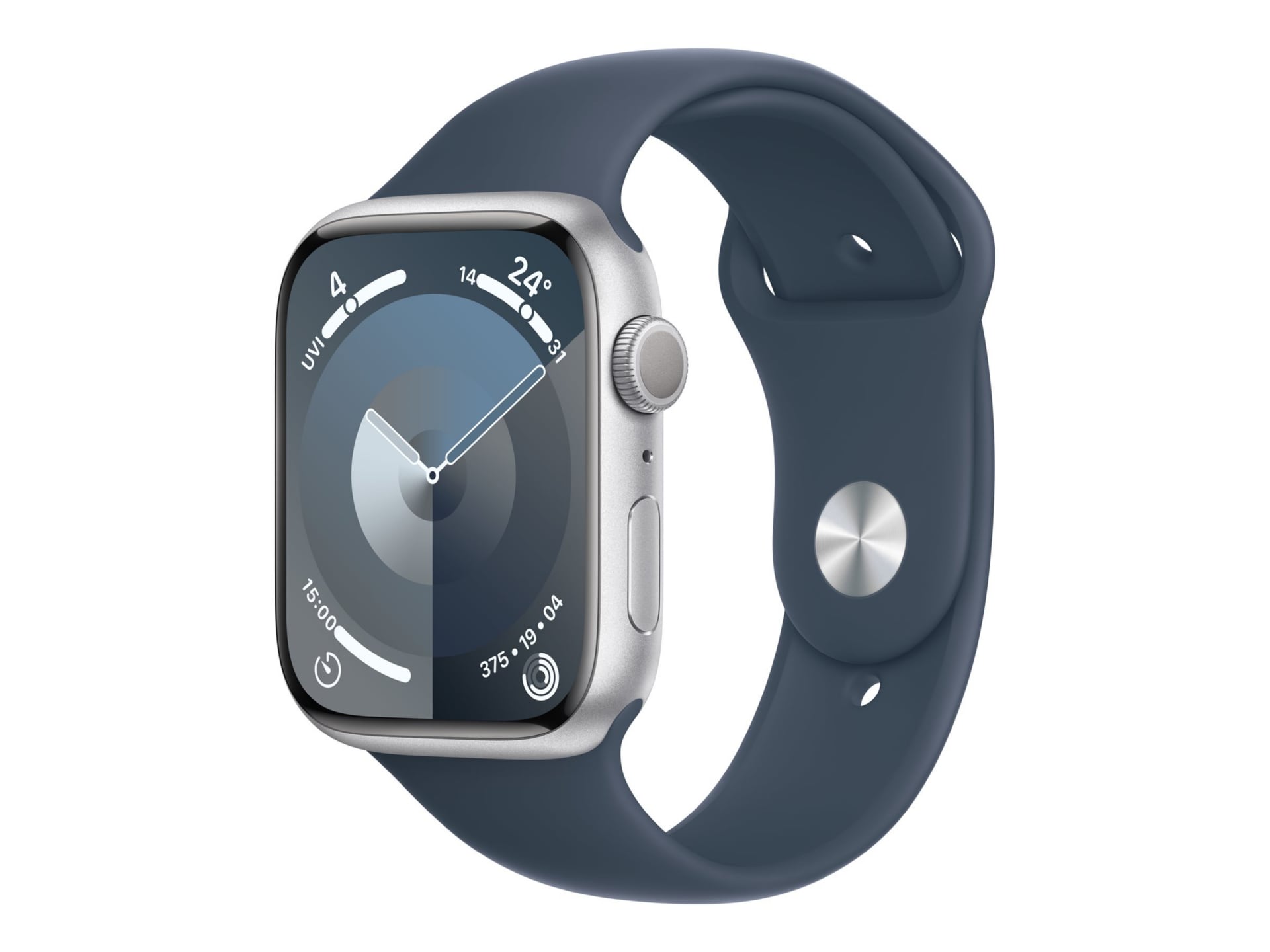 Apple Watch Series 9 (GPS) - silver aluminum - smart watch with sport band - storm blue - 64 GB
