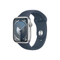 Apple Watch Series 9 (GPS) - aluminium argenté - montre intelligente avec bande sport - bleu orage - 64 Go