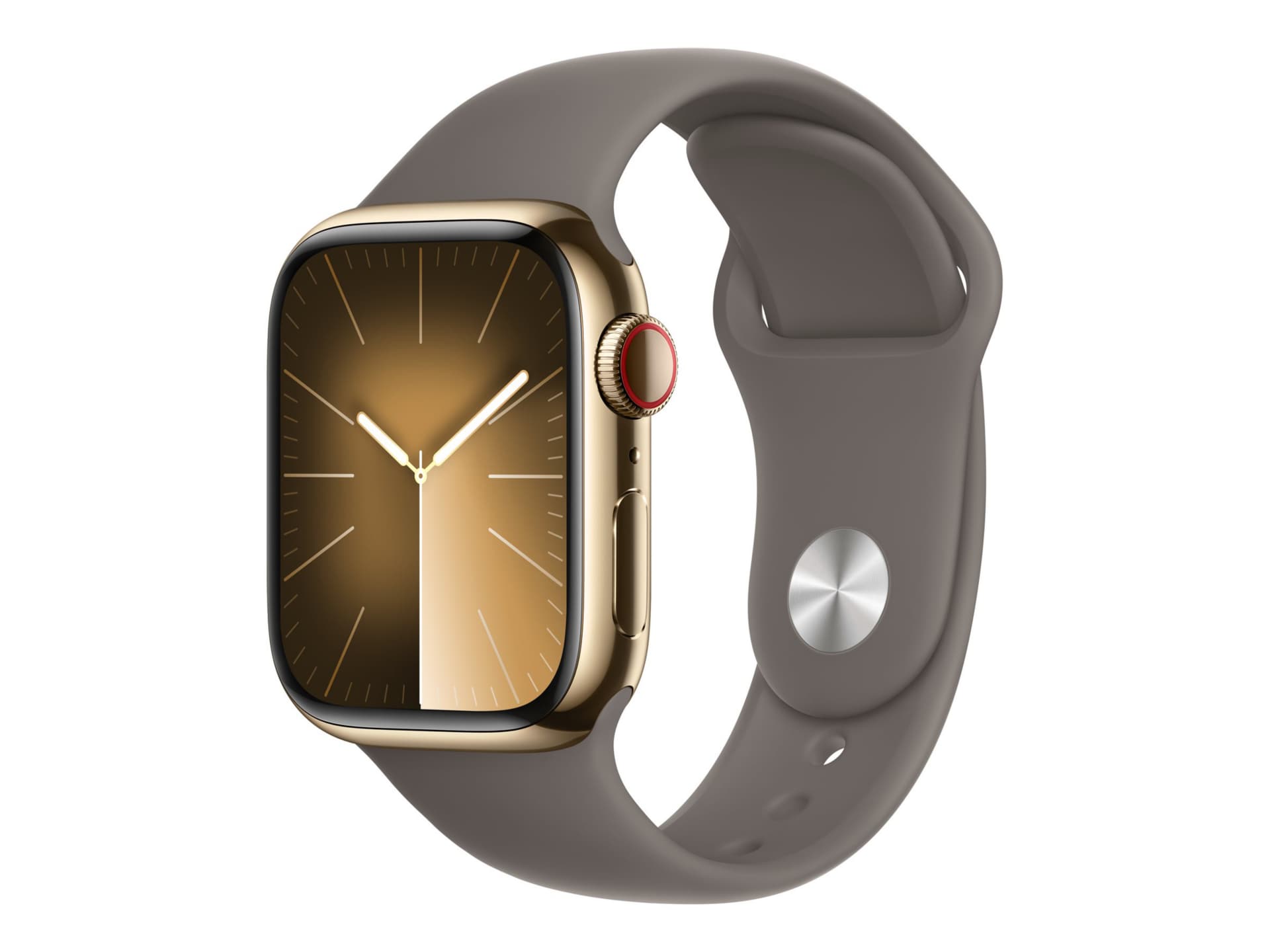 Apple Watch Series 9 (GPS + Cellular) - acier inoxydable doré - montre intelligente avec bande sport - argile - 64 Go