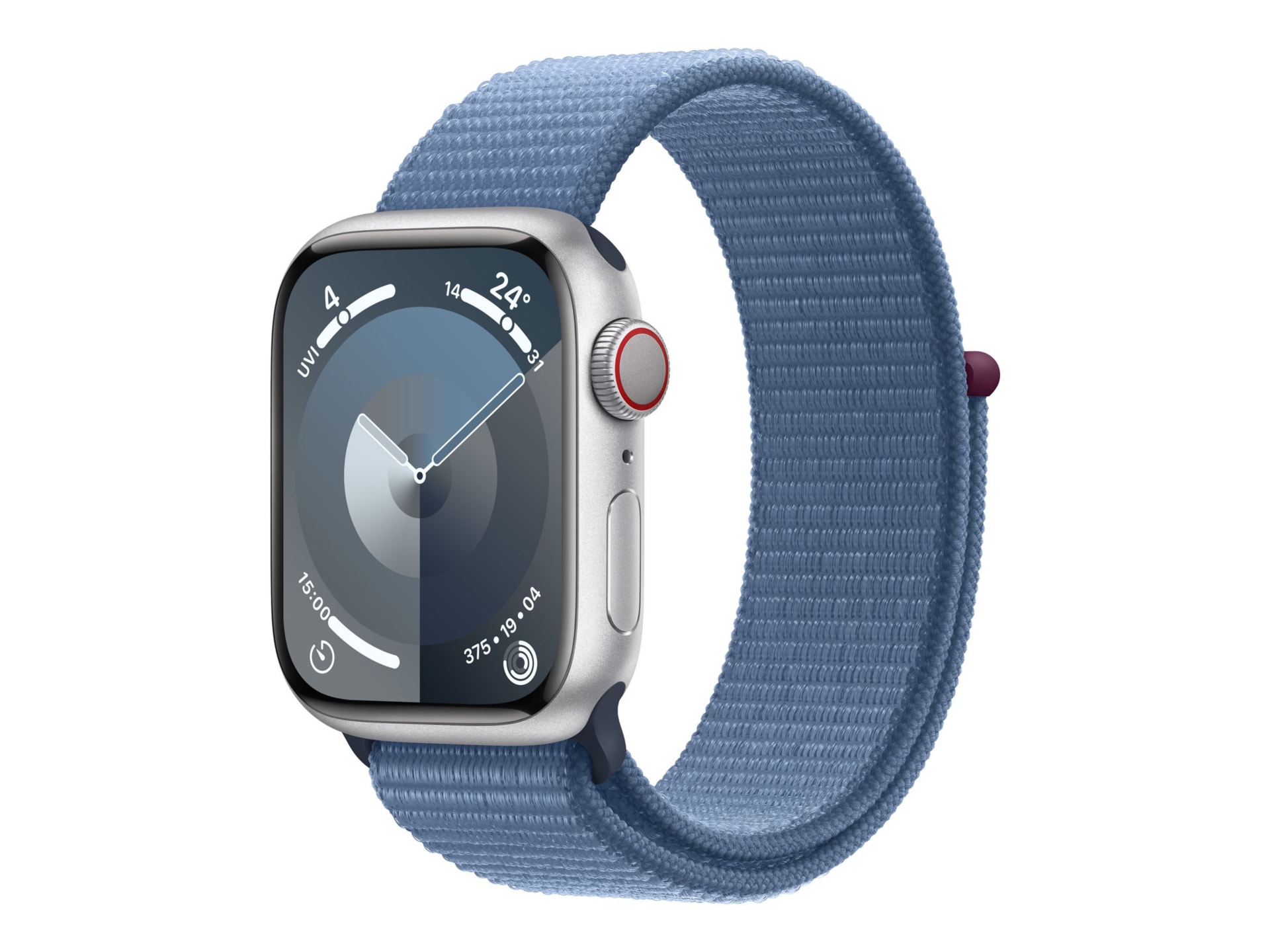 Apple Watch Series 9 (GPS + Cellular) - aluminium argenté - montre intelligente avec boucle sport - bleu hiver - 64 Go