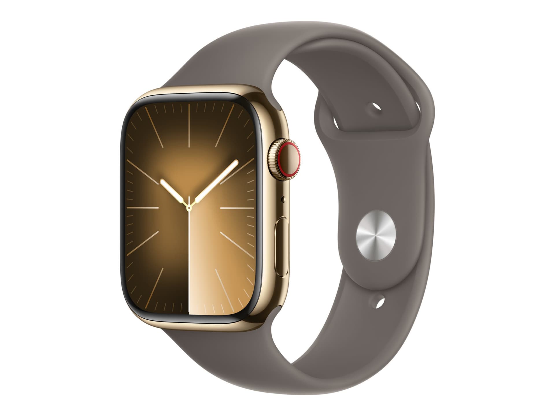 Apple Watch Series 9 (GPS + Cellular) - acier inoxydable doré - montre intelligente avec bande sport - argile - 64 Go