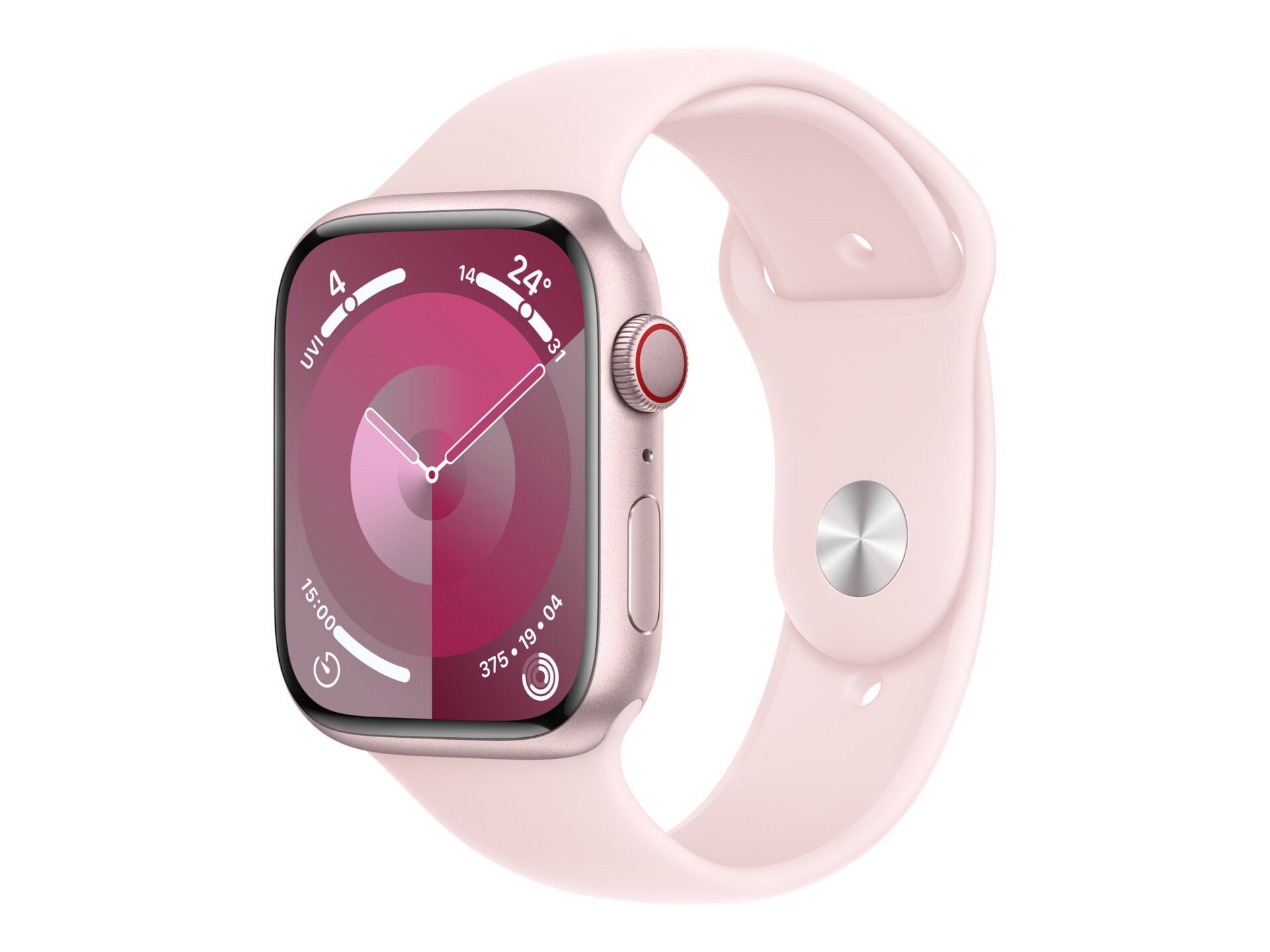 Apple Watch Series 9 (GPS + Cellular) - aluminium rose - montre intelligente avec bande sport - rose pâle - 64 Go