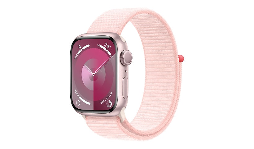 Apple Watch Series 9 (GPS) - aluminium rose - montre intelligente avec boucle sport - rose pâle - 64 Go
