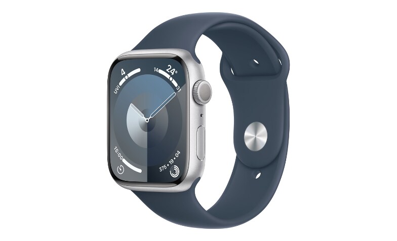 Apple Watch Series 9 (GPS) - silver aluminum - smart watch with sport band  - storm blue - 64 GB