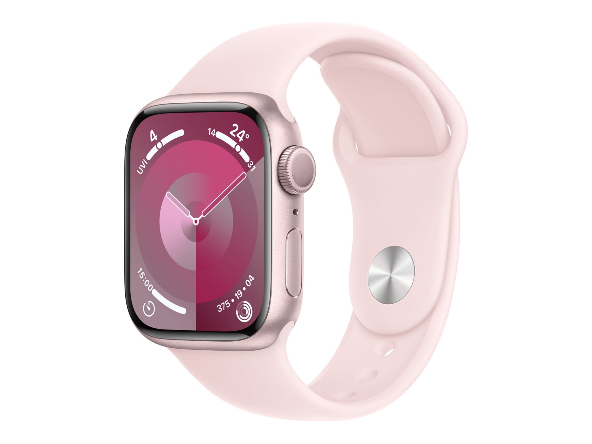 Apple Watch Series 9 (GPS) - aluminium rose - montre intelligente avec bande sport - rose pâle - 64 Go