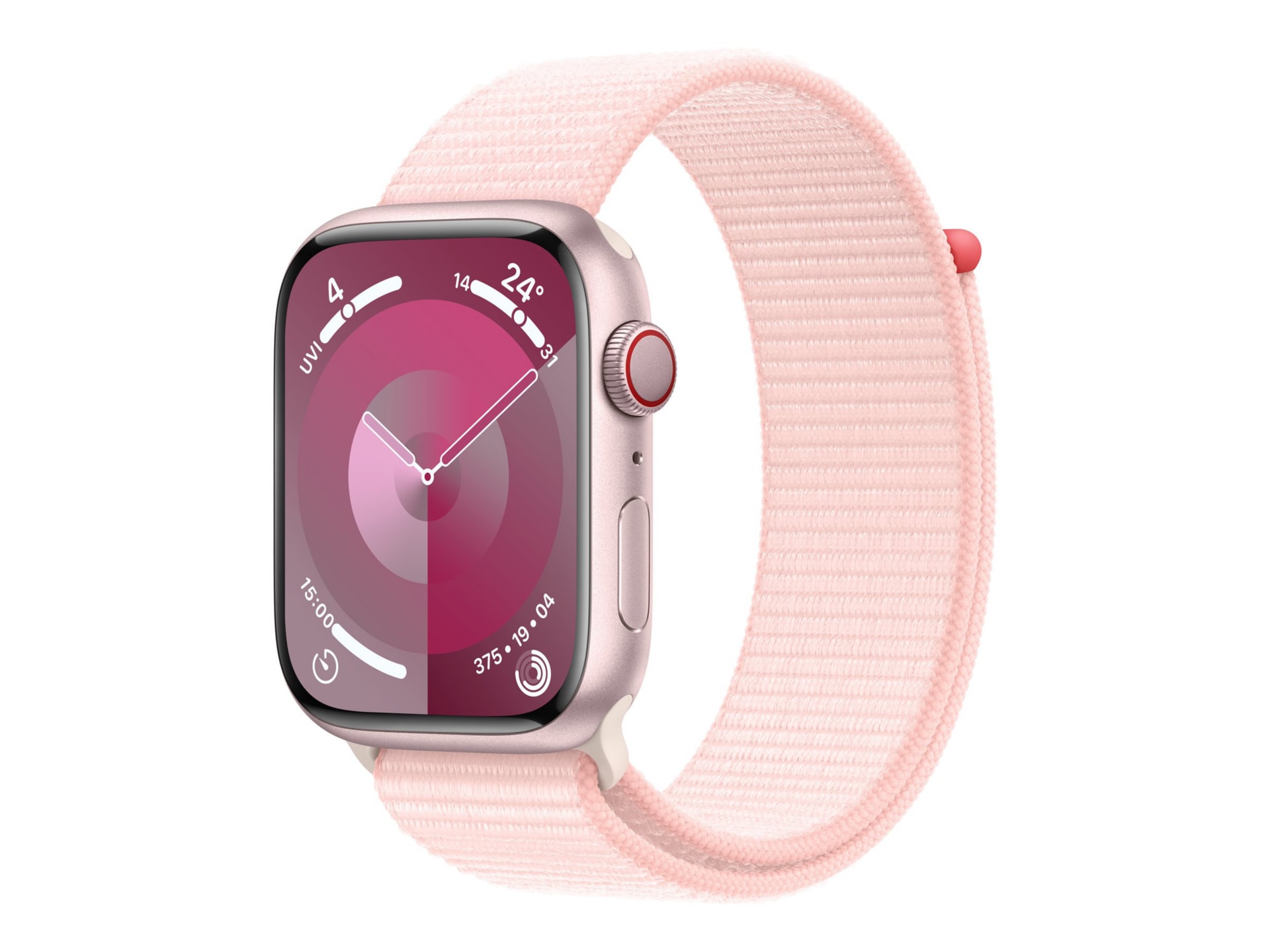 Apple Watch Series 9 (GPS + Cellular) - aluminium rose - montre intelligente avec boucle sport - rose pâle - 64 Go