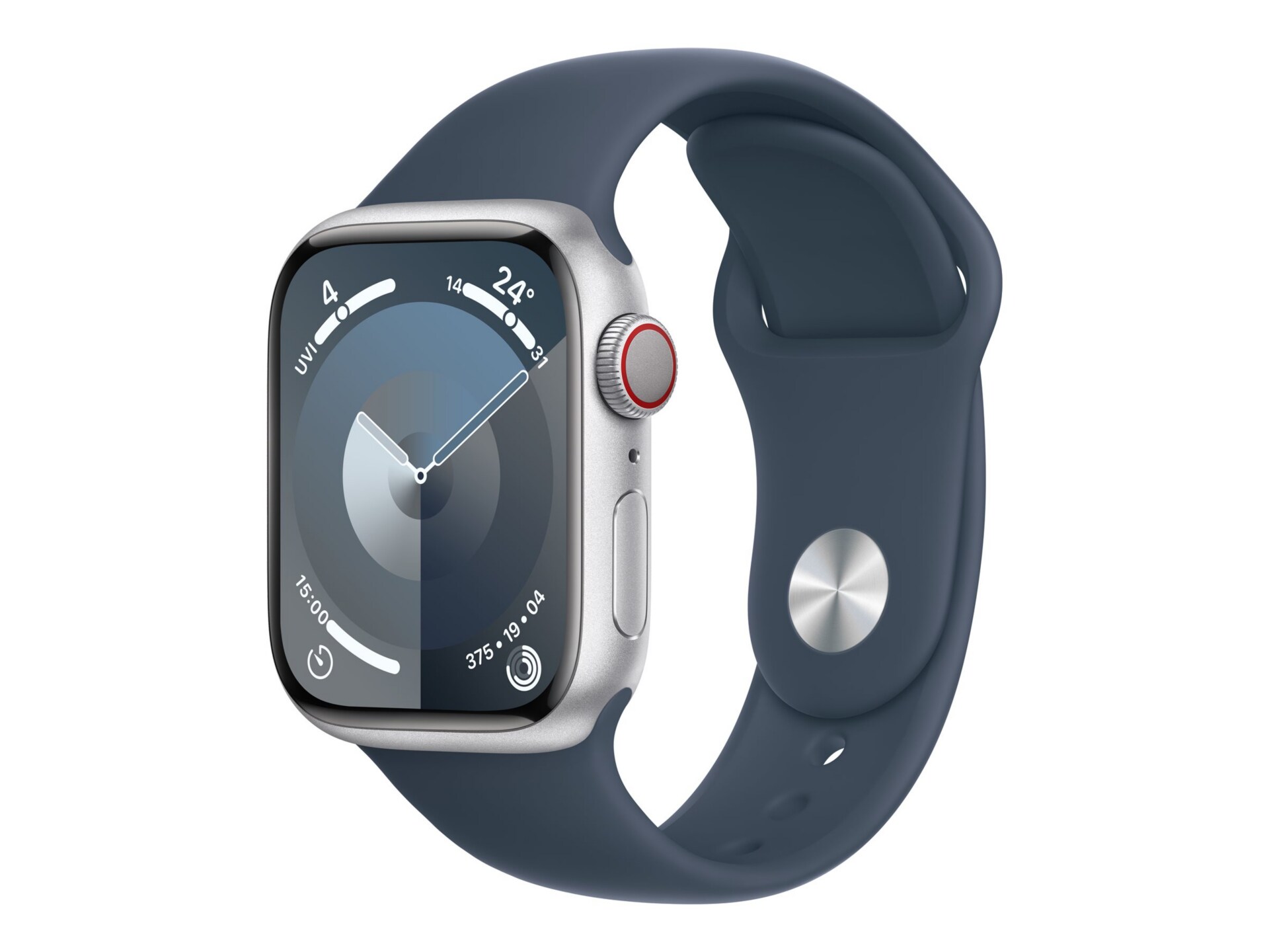 Apple Watch Series 9 (GPS + Cellular) - aluminium argenté - montre intelligente avec bande sport - bleu orage - 64 Go