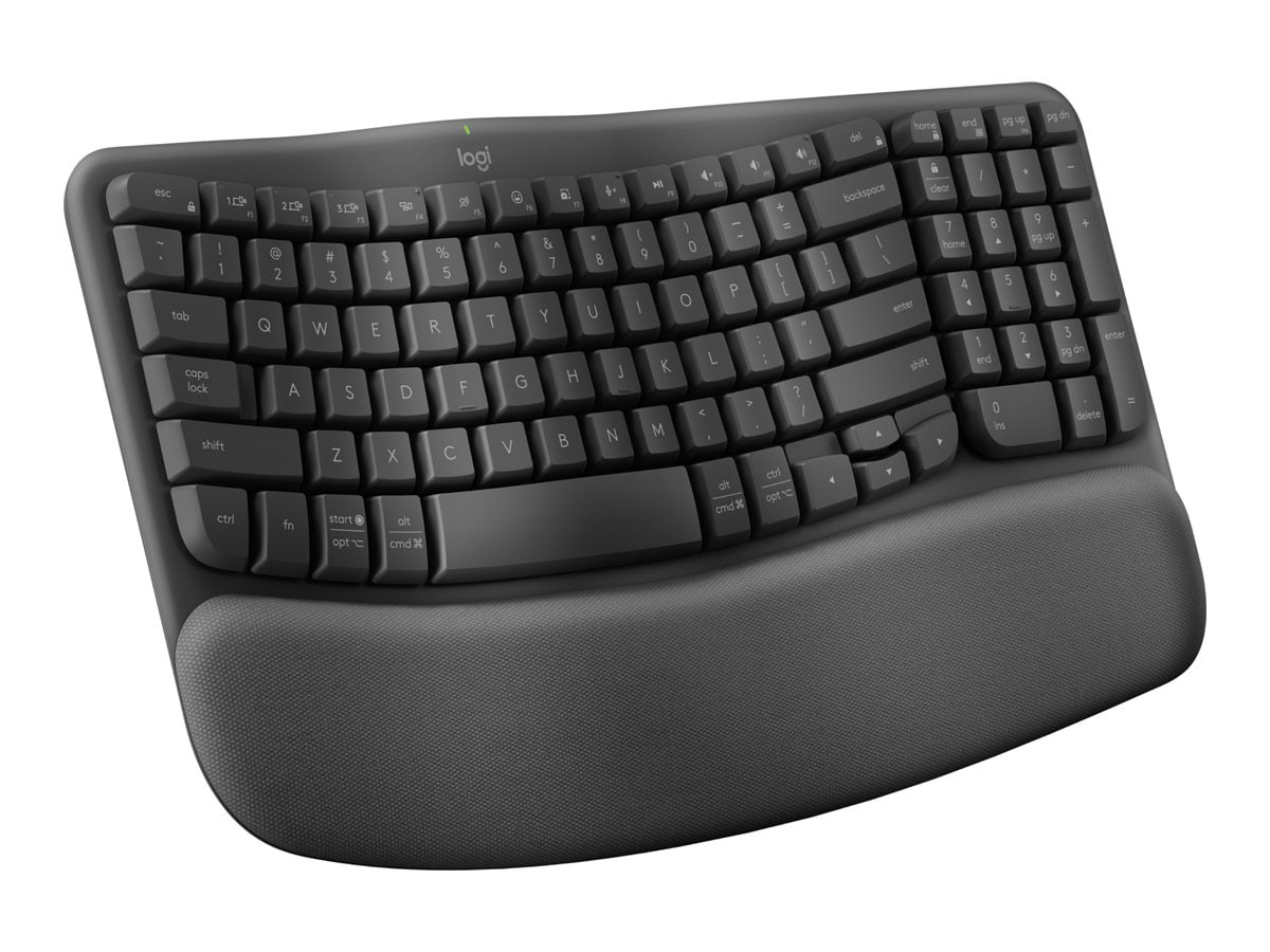 Logitech Ergo Series Wave Keys Wireless Ergonomic Keyboard with Cushioned Palm Rest, Graphite - keyboard - with