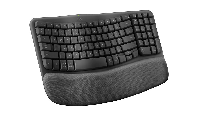 Logitech Ergo Series Wave Keys Wireless Ergonomic Keyboard with Cushioned Palm Rest, Graphite - keyboard - with