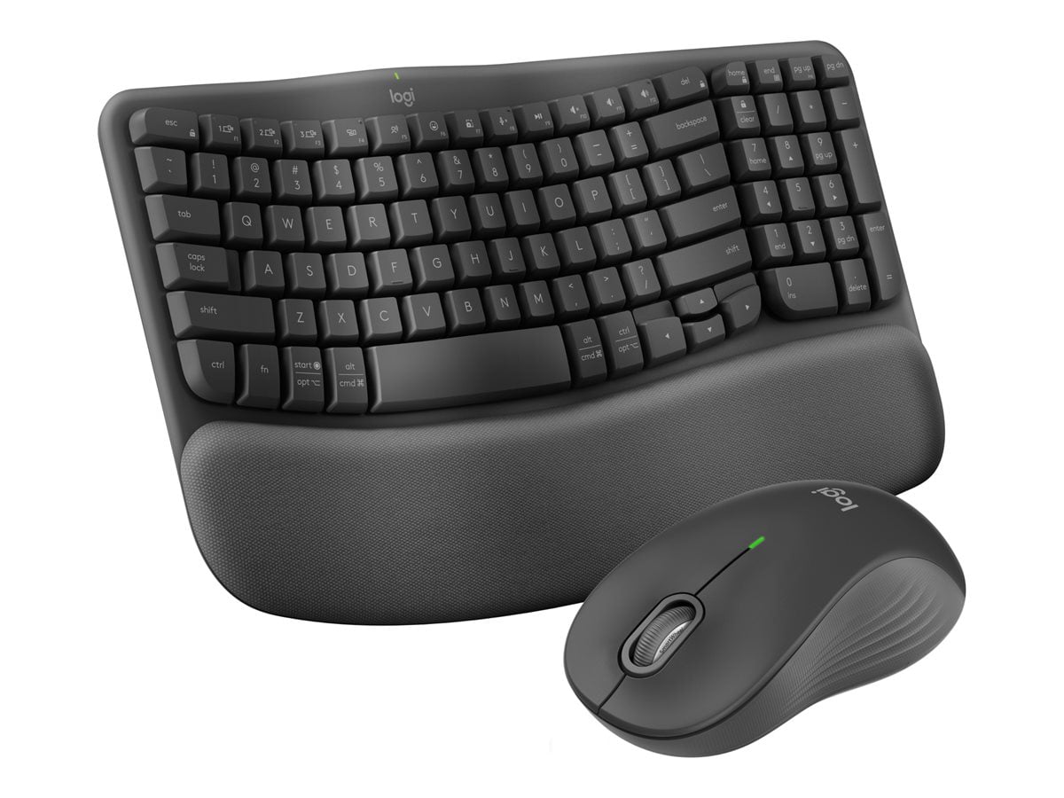 Logitech Wave Keys MK670 Combo, Wireless Ergonomic Keyboard with Signature M550 L Wireless Mouse, Graphite - keyboard