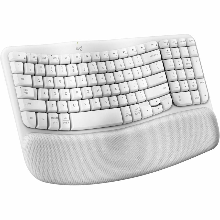Logitech Wave Keys Wireless Ergonomic Keyboard with Cushioned Palm Rest, Comfortable Natural Typing, Easy-Switch, Off