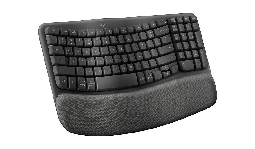 Logitech Wave Keys for Business, Wireless Ergonomic Keyboard with Cushioned Palm Rest, Graphite - keyboard