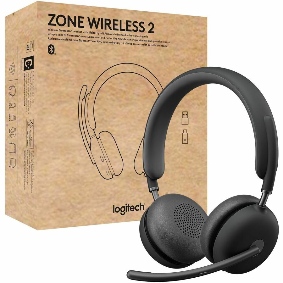 Logitech Zone Wireless 2 Premium Noise Canceling Headset with Hybrid ANC, Certified for Microsoft Teams and Fast Pair,