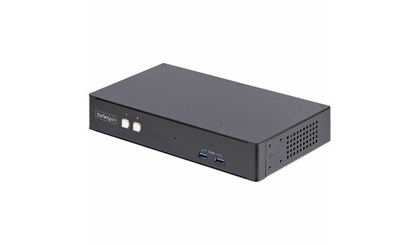 StarTech.com 2-Port Dual-Monitor DisplayPort KVM Switch, RS232 Serial Control, 4K 60Hz, 2x USB 5Gbps Hub Ports, TAA