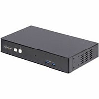 StarTech.com 2-Port Dual-Monitor DisplayPort KVM Switch, RS232 Serial Control, 4K 60Hz, 2x USB 5Gbps Hub Ports, TAA