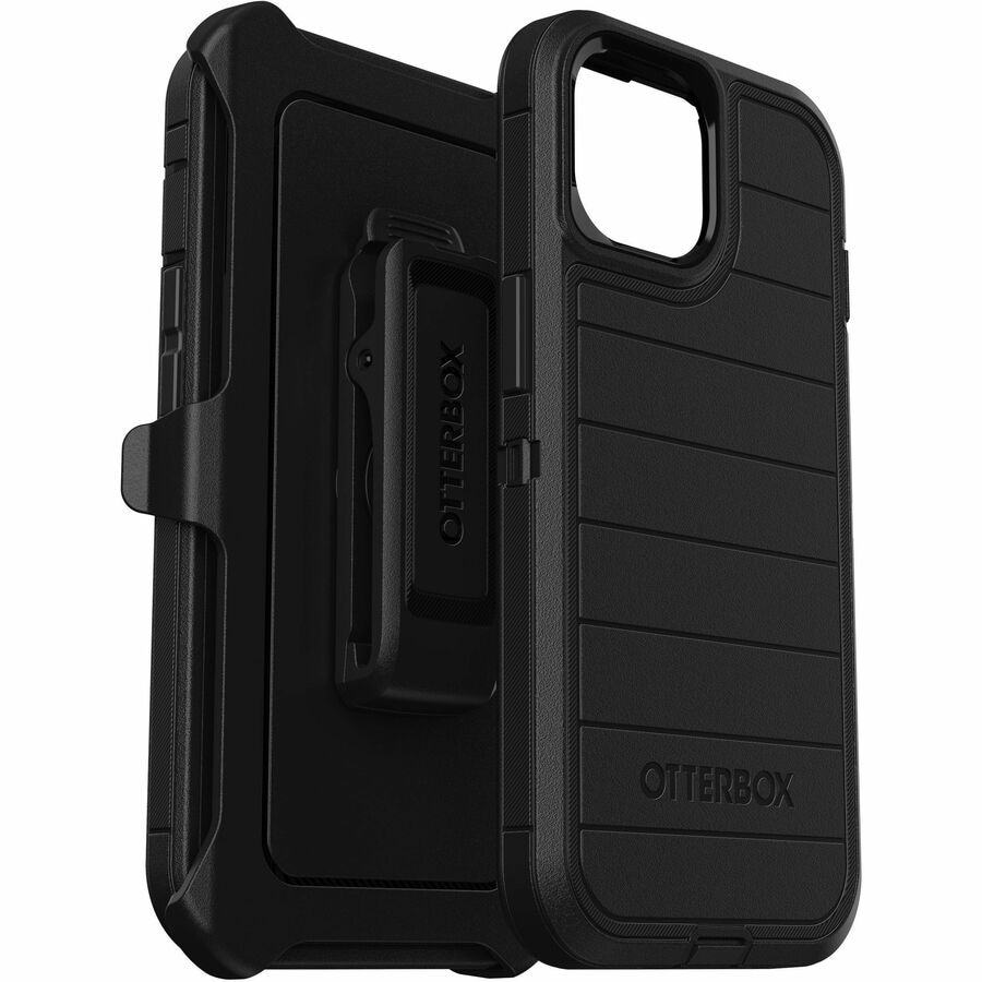 OtterBox Defender Series Pro Rugged Carrying Case (Holster) Apple iPhone 15, iPhone 14, iPhone 13 Smartphone - Black