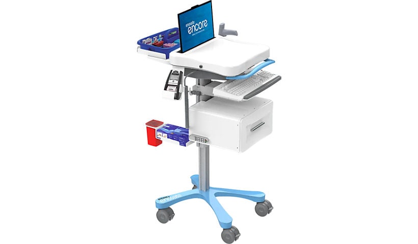 Enovate Medical Encore Mobile Workstation with Phlebotomy Tray for Laptop