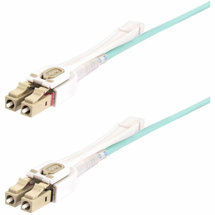 StarTech 10m (32.8ft) LC (UPC) OM4 Multimode Fiber Optic Cable, Push Pull Tabs, 50/125, 100G, Fiber Jumper Cord