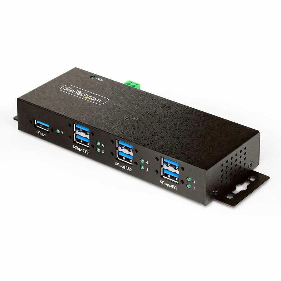 StarTech.com 7-Port Managed USB Hub, Heavy Duty Metal Industrial Housing, ESD & Surge Protection, Mountable, USB 5Gbps