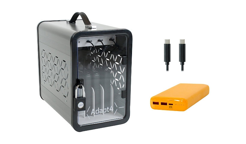 JAR Systems Adapt4 - charging station - USB-C active charge - 45 Watt - with 4 x 20000 mAh 65W power banks (school bus
