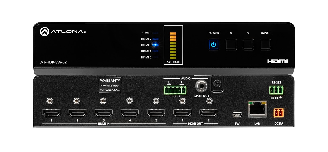 ATLONA 4K HDR 5X2 HDMI MATRIX SWITCH