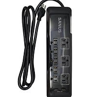 Sanus Surge Protected 8 Outlet Power Strip with USB Ports - Black