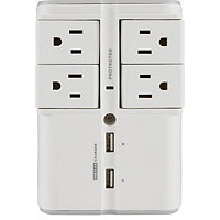 Sanus On-Wall Surge Protector -  4 Rotating Outlet Power Strip - White