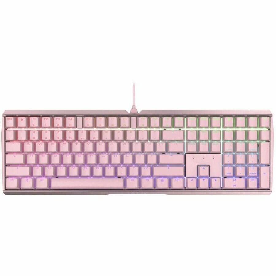 CHERRY MX 3.0S Wired RGB Keyboard, MX SILENT RED SWITCH,  For Office And Gaming, Pink