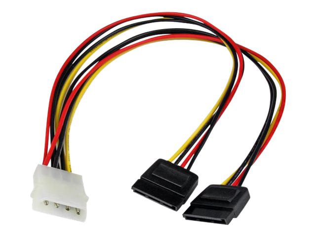 StarTech.com 12in LP4 to 2x SATA Power Y Cable Adapter - SATA Power Cable