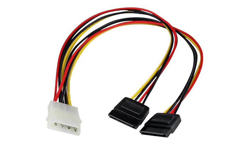 StarTech.com 12in LP4 to 2x SATA Power Y Cable Adapter - SATA Power Cable